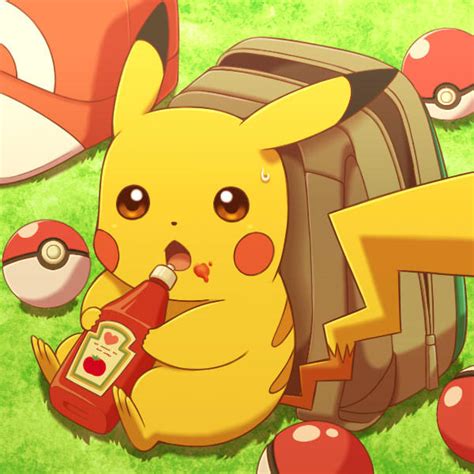 pikachu caught eating ketchup pokemon   meme