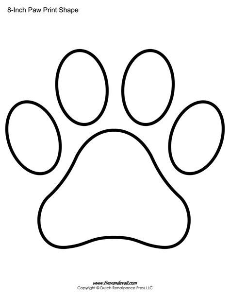 paw print template shapes tims printables paw print drawing dog
