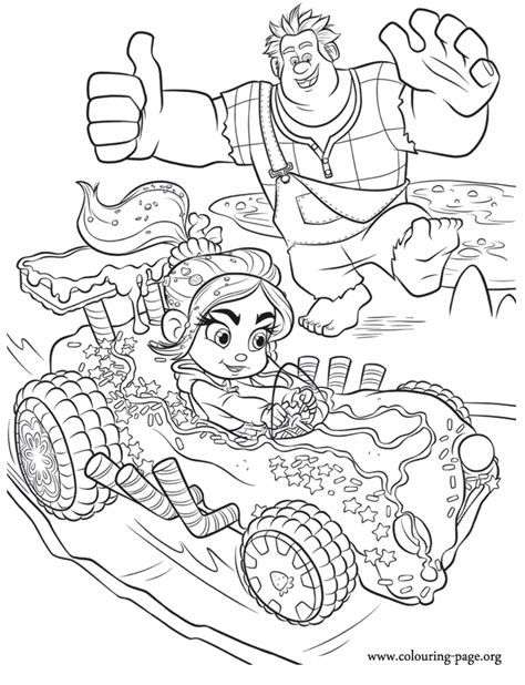 wreck  ralph wreck  ralph cheering  vanellope coloring page