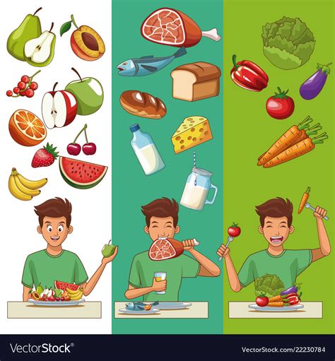 healthy food cartoons royalty  vector image