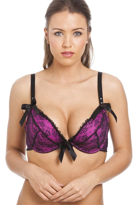 black floral lace mesh fuchsia pink underwired padded bra