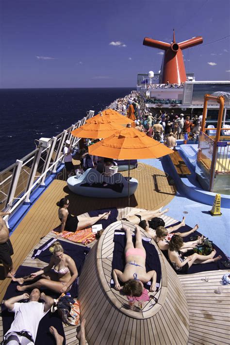 Carnival Cruise Ship Sunning On Deck Editorial Stock