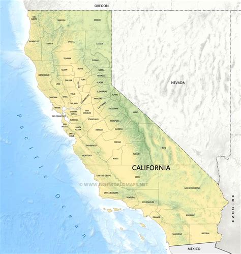 physical map  california