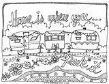 Coloring Pages Colouring Camper Printable Caravan Adult Camping Travel Instant Rv Sheets Park Whimsical Trailers Embroidery Color Where Patterns Hand sketch template