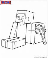 Minecraft Coloring Steve Pages Sitting Weapon Printable Print sketch template