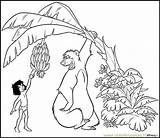 Coloring Mowgli Baloo Cartea Colorat Junglei Selva Colorear Planse Colorare Giungla Dibujos Ausmalbild Kaa Ka Raskrasil Mogli Jungla Mananca Banane sketch template