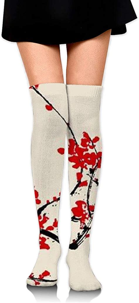 knee high tube socks for girls women s cute japanese floral cherry