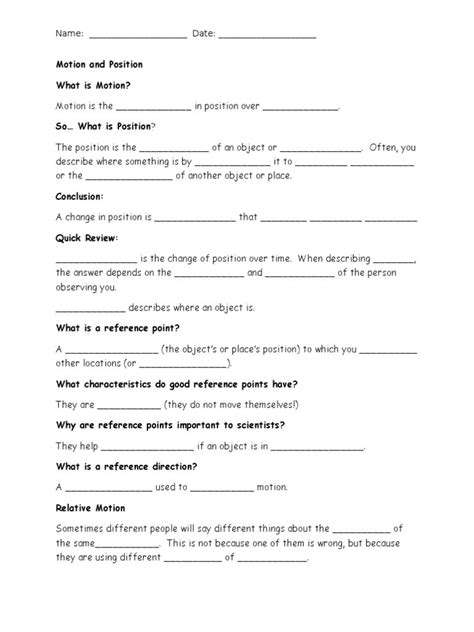 bill nye motion worksheet answers education template