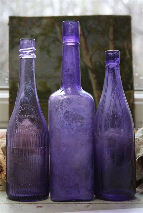 Purple Bottle Lot Amethyst Antique Bottles Instant Etsy Purple