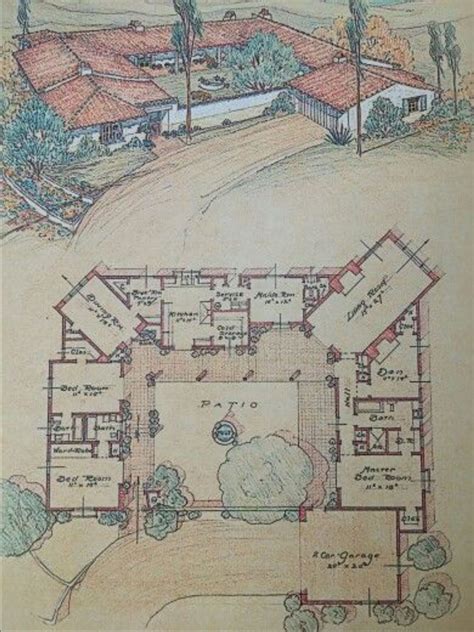 pin  roberta westfal  midcentury architectural plans courtyard house plans ranch house