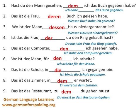 der den dem deutsch lernen deutsch unterricht deutsch