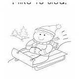 Sled Coloring Christmas Pages Preschool sketch template