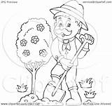 Gardener Planting Clipart Tree Drawing Lineart Male Illustration Royalty Visekart Clip Vector Getdrawings Collc0161 sketch template