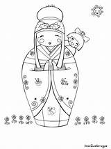Coloriage Kokeshi Poupee Japonaise Dolls Coloring sketch template