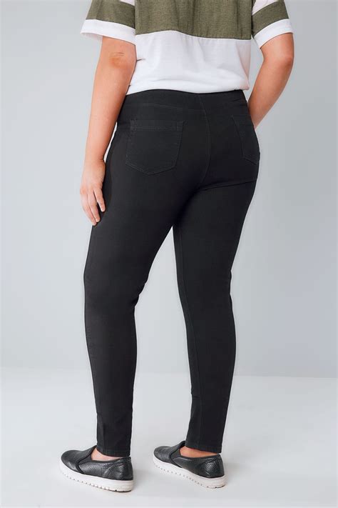 black pull on stretch jenny jeggings plus size 14 to 32