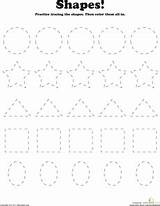 Worksheets Shapes Preschool Color Kindergarten Tracing Trace Worksheet Printable Shape Learning Sheets Coloring Writing Number Teaching Education Math Motor Letter sketch template