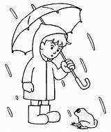 Rainy Coloring Rain Pages Kids Printable Drawing Umbrella Jacket Boy Spring Days Colouring Under Girl Sheets Draw Print Color His sketch template