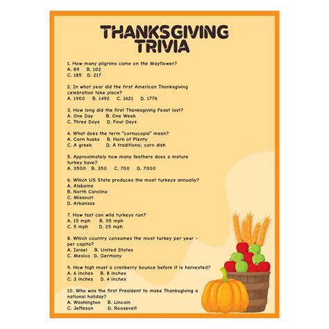printable thanksgiving trivia  answers