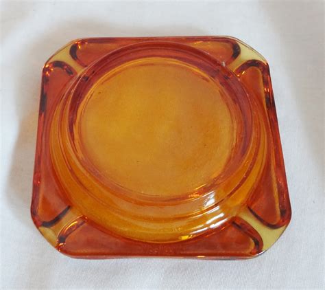 Amber Glass Ashtray Vintage Ashtrays