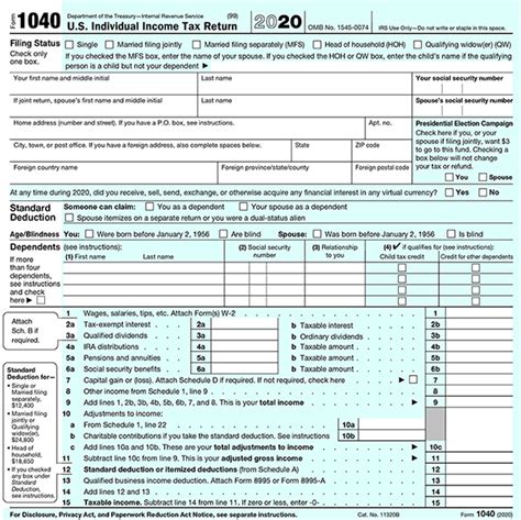 2020 Tax Form 1040 U S Government Bookstore
