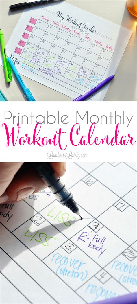 workout coloring calendar printable customize  print