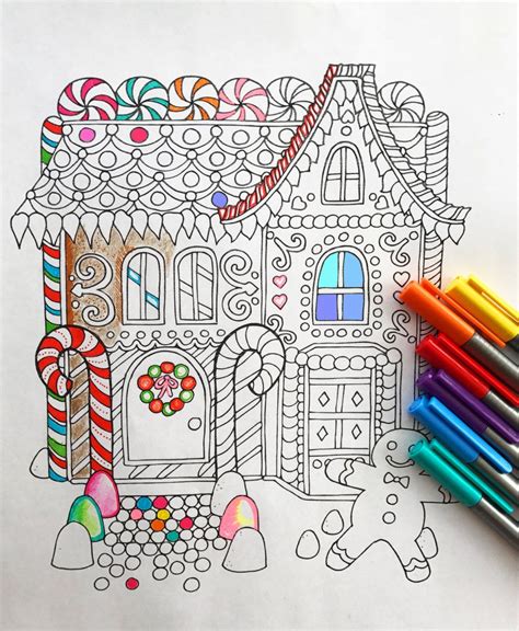 home color trends gingerbread house coloring page