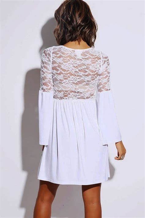 Lovely Sheer Retro White Floral Lace Skater Dress Online