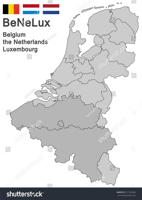 silhouettes netherlands luxembourg belgium stockvector