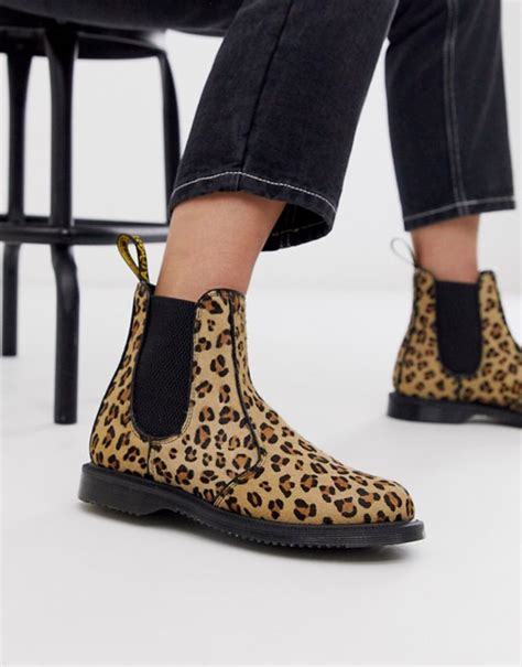 dr martens flora chelsea boots  leopard asos