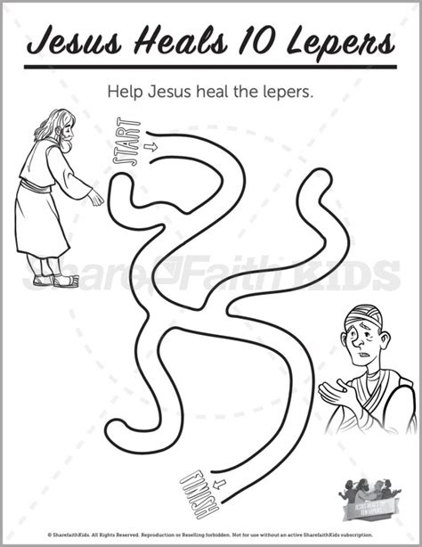 luke  jesus heals  lepers preschool mazes sharefaith kids