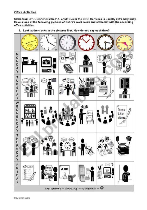 office activities esl worksheet  mietz