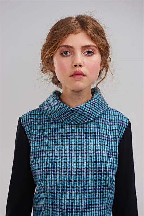 Betsy Blue Checkered Dress With Jersey Sleeves By Mrs Pomeranz
