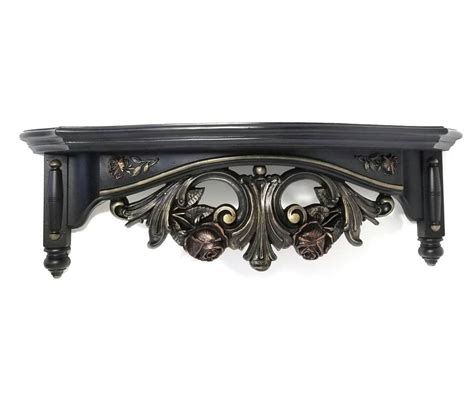 black wall shelf large shelf black floating shelf ornate etsy canada