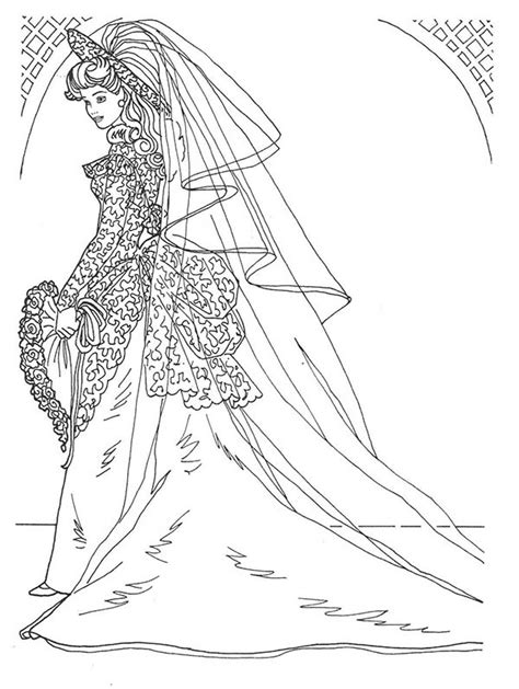 pin  coloringsun  barbie doll coloring pages wedding coloring