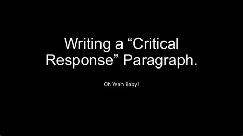 critical response paragraph structure