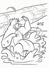 Coloring Jungle Book Pages Baloo Plays Water Printable Supercoloring Color Coloringpagesabc sketch template