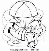 Coloring Parachuting Pages Happy Man Skydiving Clipart Cartoon Cory Thoman Vector Royalty Rf Outlined Getcolorings Sk sketch template