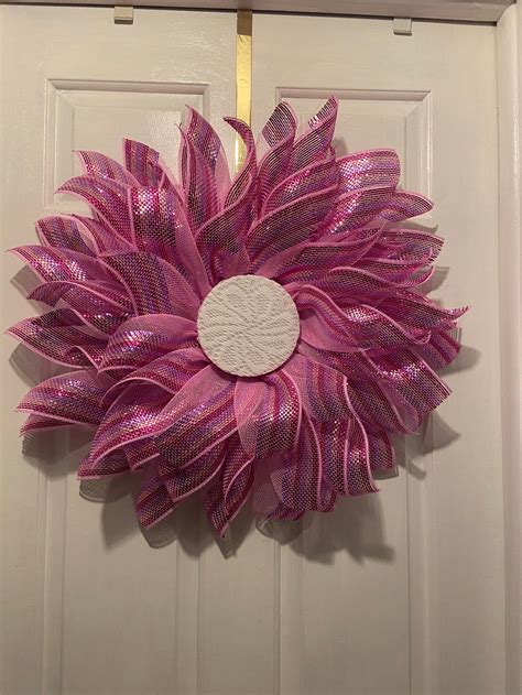 deco mesh pinwheel flower wreath etsy