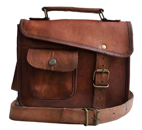 jaald stylish mens genuine distressed leather brown shoulder messenger passport bag murse