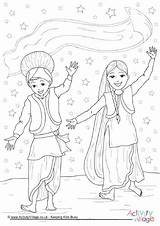 Bhangra Colouring Dance Pages Coloring Dancing Punjabi Drawing Kids Vaisakhi Girl Boy Kindergarten Colour School Easy Culture Drawings Indian Family sketch template