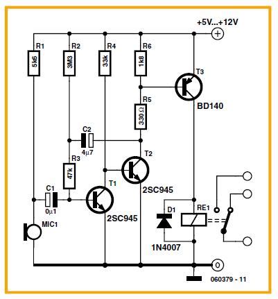 sound activated switch schematic circuit diagram