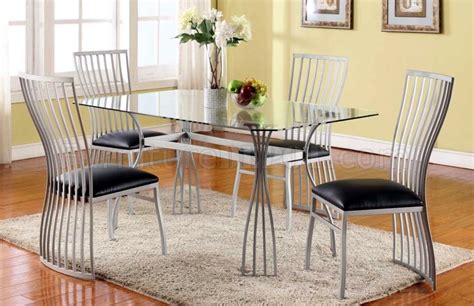 Glass Top And Silver Tone Metal Base Dining Table W Options