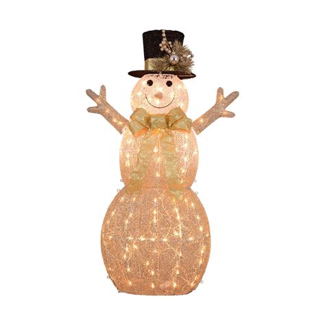 lighted rattan snowman  top hat christmas outdoor decoration