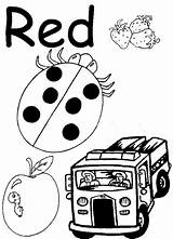 Red Preschool Coloring Color Pages Worksheets Colors sketch template