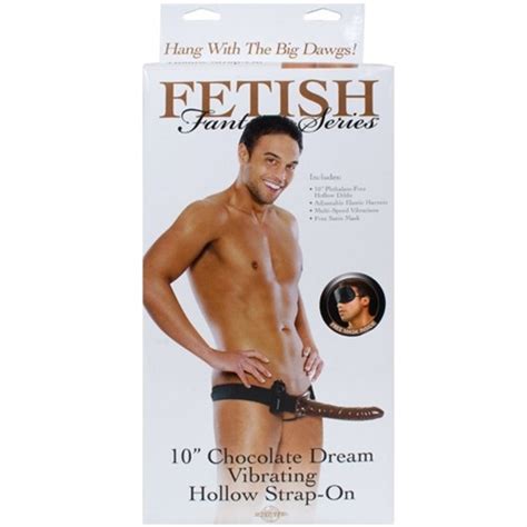 fetish fantasy 10 vibrating hollow strap on chocolate