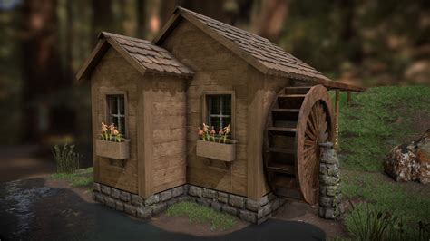 water mill download free 3d model by oxxxxxygen [9a3fa2b] sketchfab
