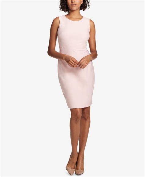 tommy hilfiger synthetic textured sheath dress in seashell pink