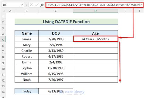 calculate age  excel  years  months  easy ways