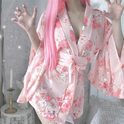 cherry blossom sakura blossom kimono dress lingerie kawaii babe