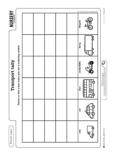 parents pages   tally sheet   develop  childs